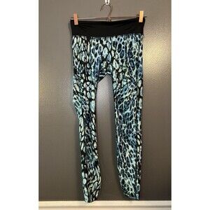 PRISMSPORT Pants Womens Small Blue Black Animal Print Leggings High Rise Yoga